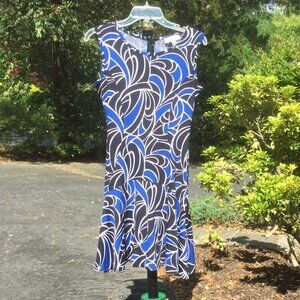 Michael Kors Blue Lower Waist Flare Midi Dress